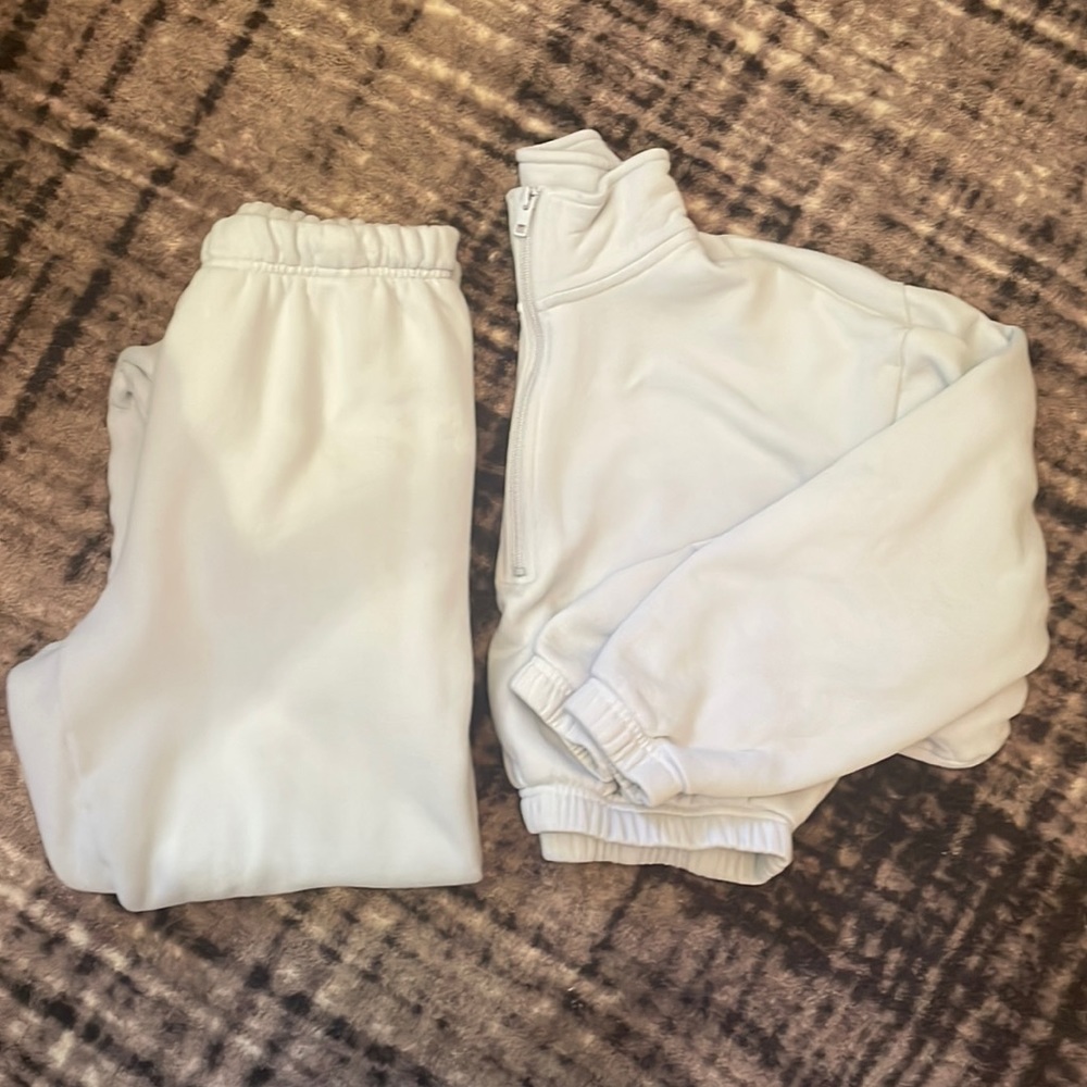 TNA Light Blue Half-Zip Fleece Jogger Set